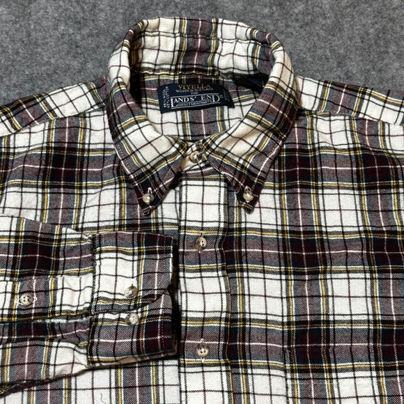 Viyella Other - Vtg Viyella Lands End Shirt Mens L Plaid Wool Blend Cabincore Heritage 90s